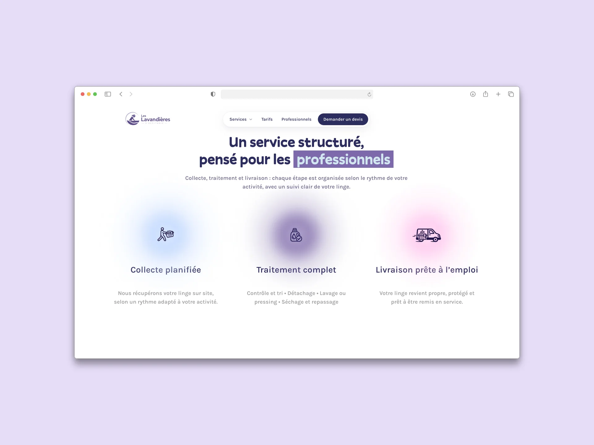L’offre aux professionnels : collecte, traitement et livraison.