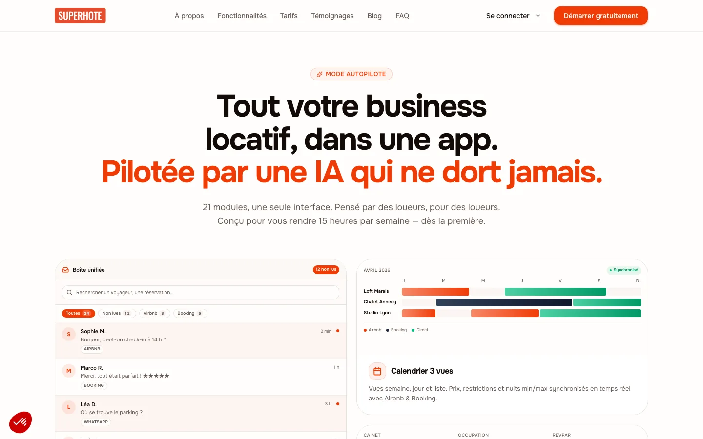 Aperçu du projet SuperHote