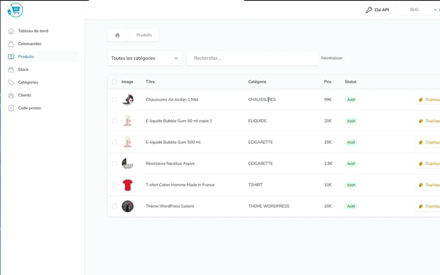 Aperçu du projet E-commerce